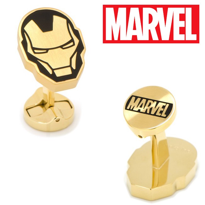 カフスボタン Stainless Steel Black and Gold Iron Man Cufflinks