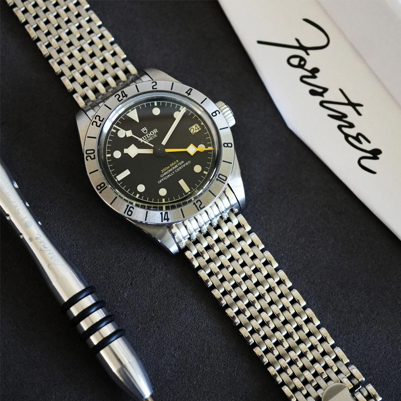 時計ベルト バンド Forstner 【11連】Beads of Rice TUDOR Black Bay