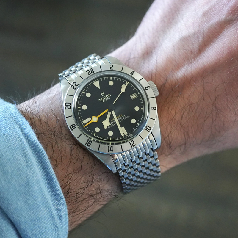 時計ベルト バンド Forstner 【11連】Beads of Rice TUDOR Black Bay
