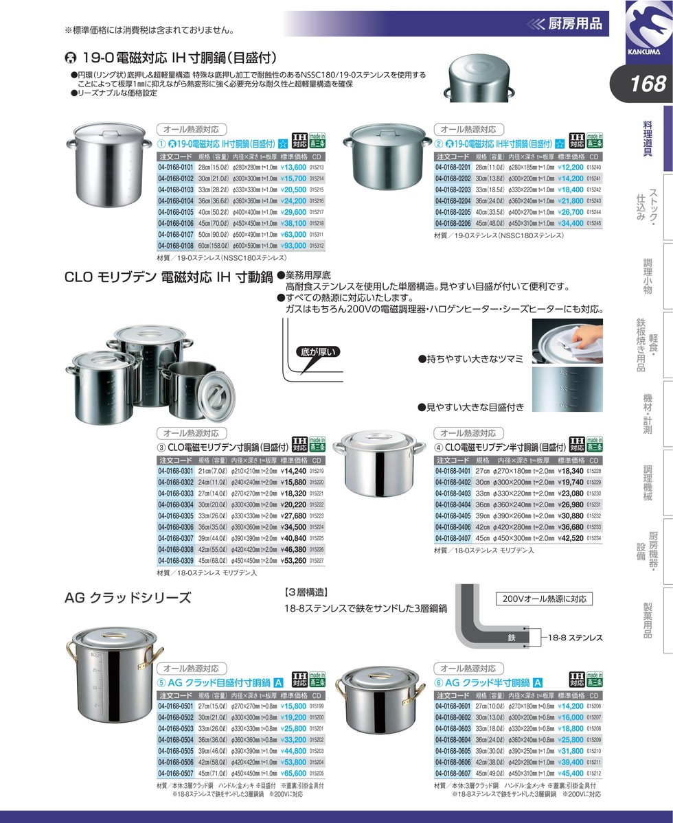 半寸胴鍋 CLO 電磁 モリブデン 目盛付 39cm (N) IH対応（takumi） : k