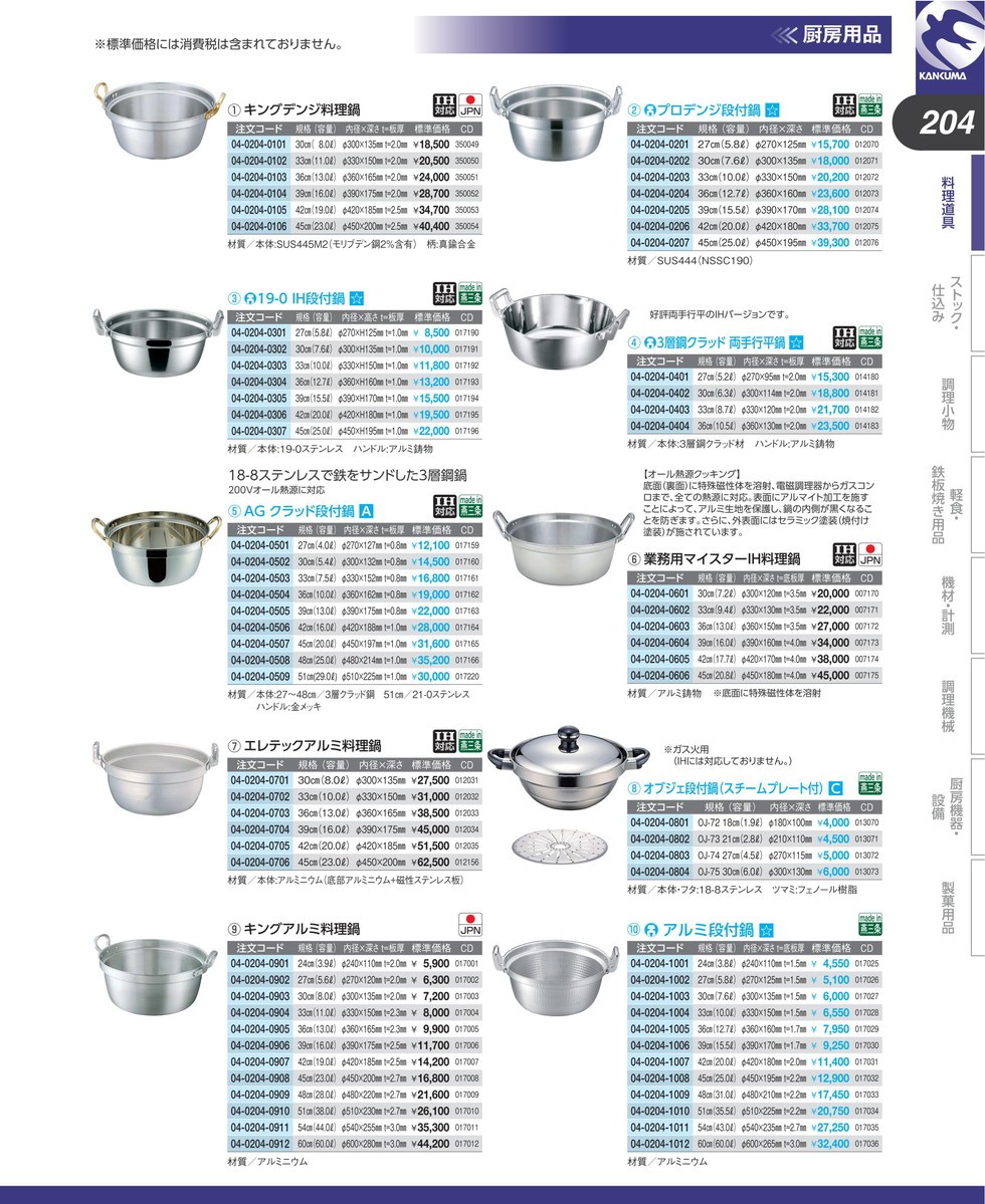 AG 21-0ステンレス 段付鍋 51cm (29.0L) (N) IH対応（takumi） : k