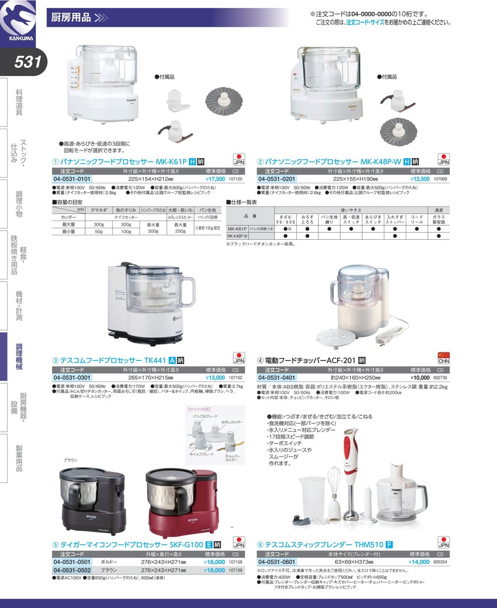 テスコムフードプロセッサーTK441 (N)（takumi） : 業務用プロ道具