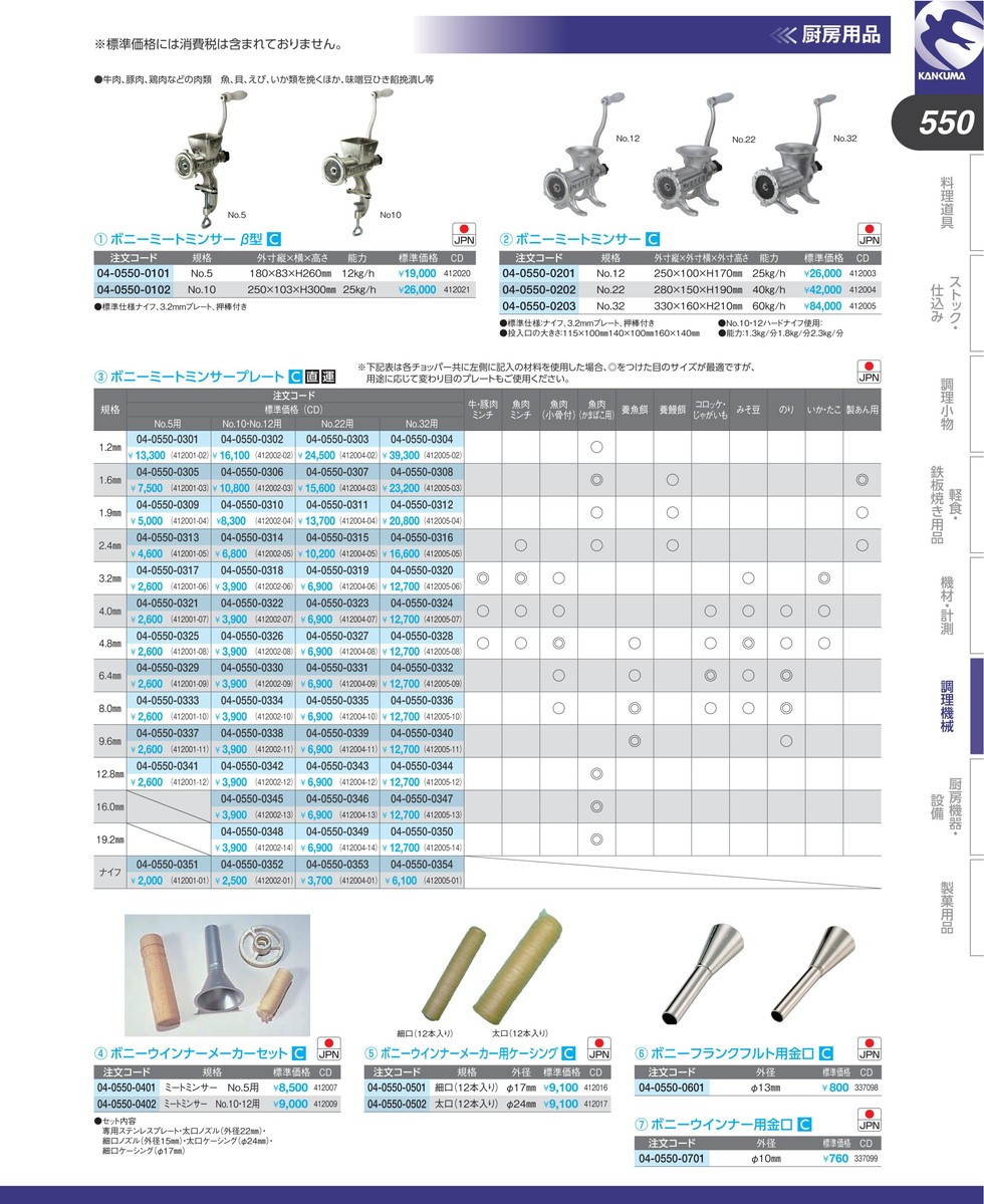 ボニー ミートミンサー No.10 β型 (N) 業務用・ミンチ器・ミンチ機