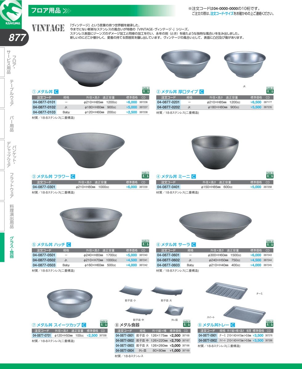 メタル丼 レギュラー 厚口タイプ ヴィンテージ (N) 直径21cm