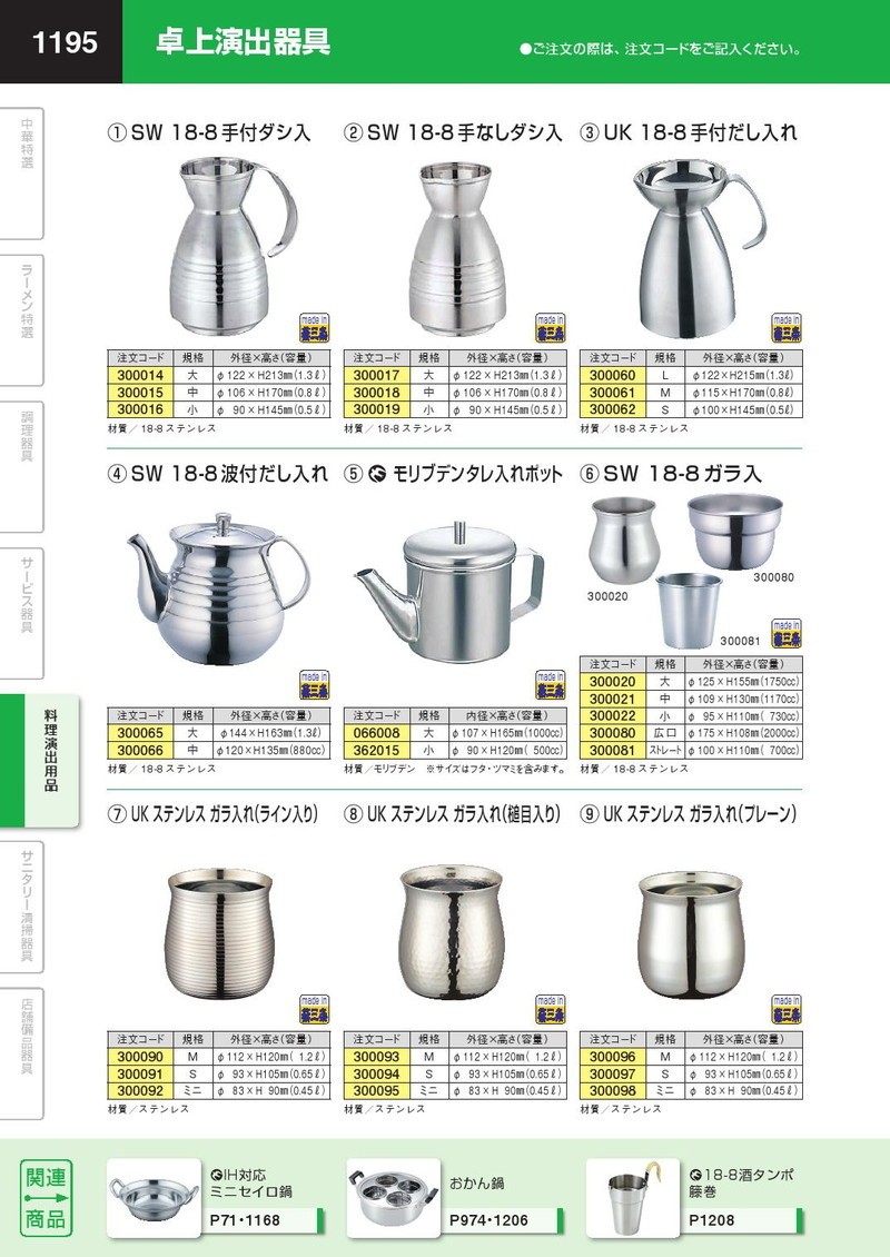 SW 18-8ステンレス ガラ入 大 1170cc（takumi） : 業務用プロ道具 厨房
