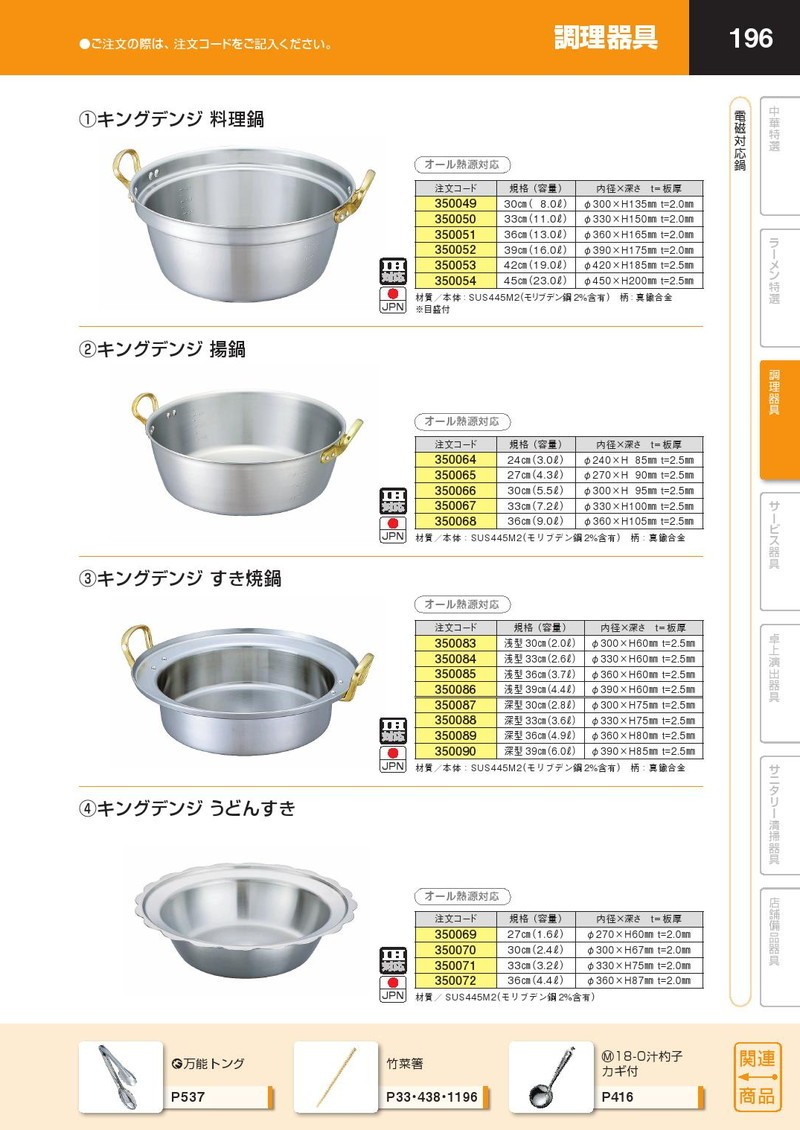 料理鍋 キングデンジ 36cm 13.0L IH対応 ステンレス（takumi