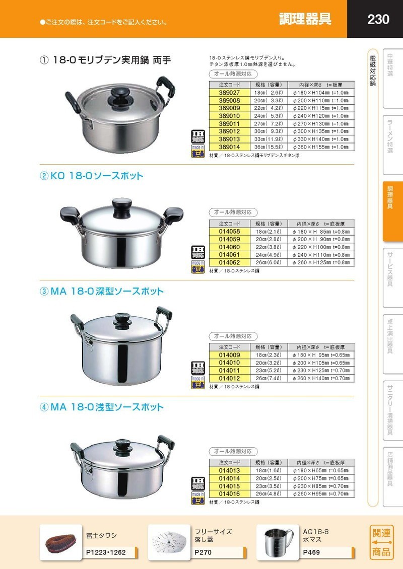 KO 18-0ステンレス ソースポット 22cm IH対応 両手鍋（takumi） : 業務 