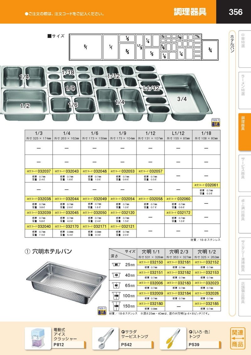 2枚　ホテルパン 穴あき 1/2 深さ65mm 18-8 ホテルパン穴明き 2/3サイズ 深さ65mm SH-1802P | SUGICO