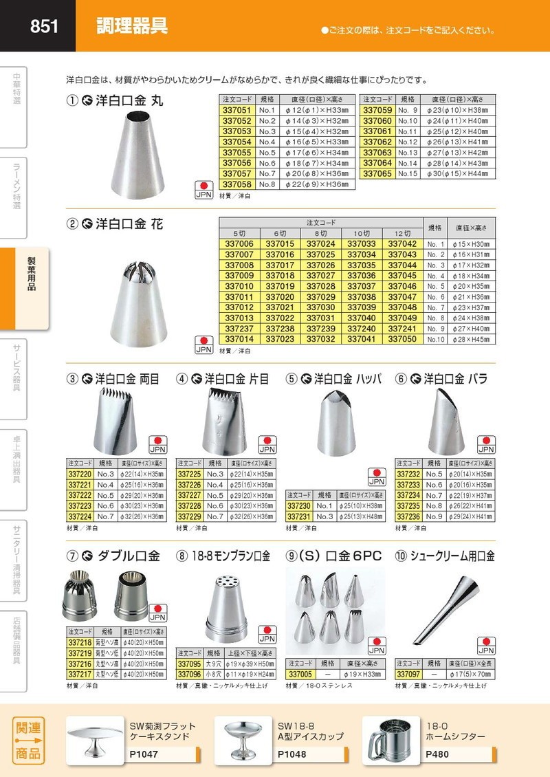 口金 ダブル口金 菊型 ヘソ高（takumi） : 業務用プロ道具 厨房の匠