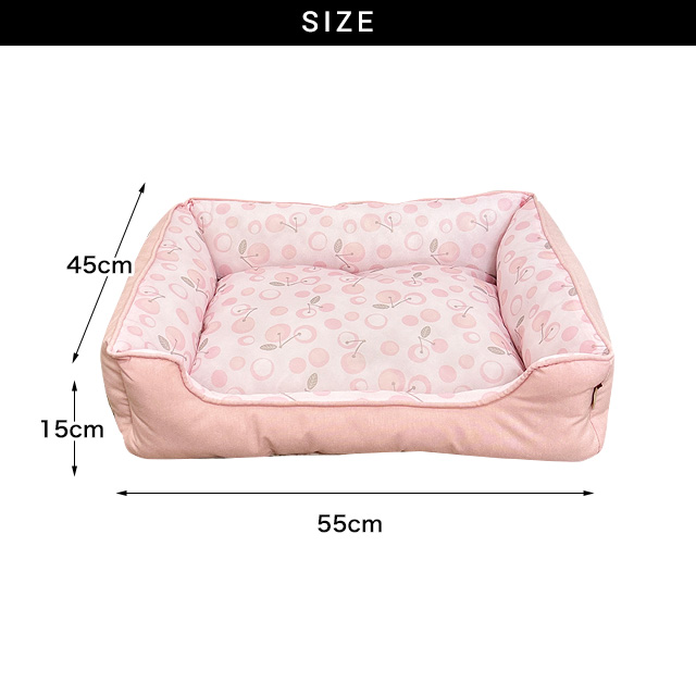 完売 激カワ韓国ブランド【AZALEA】クールベッド　SMサイズ ピンク adorable Pet's ひんやりさくらんぼベッド スクエア M 接触冷感 熱中症