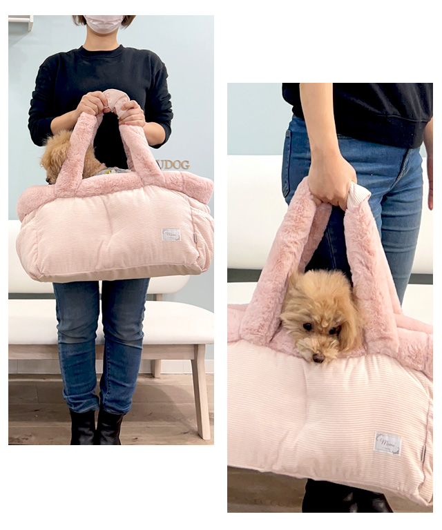 tassu タッス コーデュロイ ファー キャリーバッグ ベッド 犬猫
