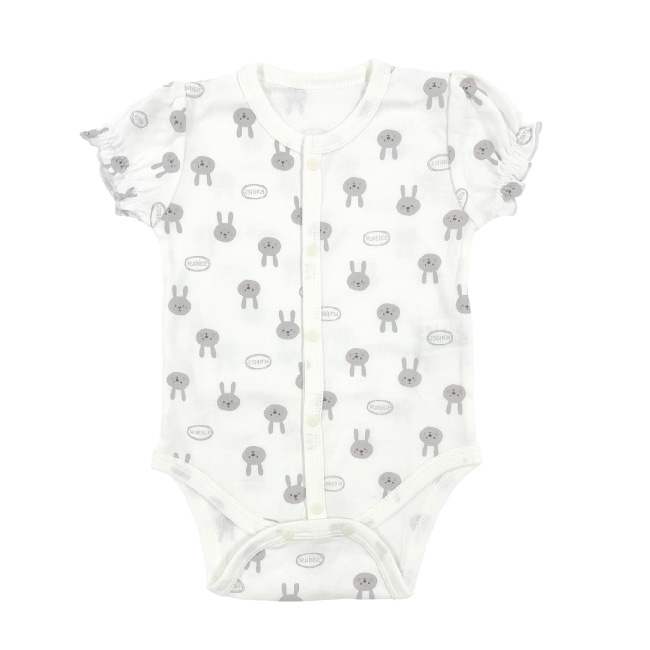 ベビー服 赤ちゃん 服 ベビー ロンパース ボディ ボディスーツ 綿100％ 女の子 うさぎ ウサギ 無地 花柄 前開き 70 80 半袖ロンパース3枚組 |  | 01