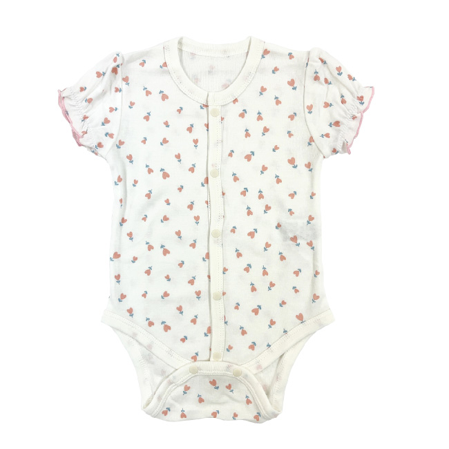 ベビー服 赤ちゃん 服 ベビー ロンパース ボディ ボディスーツ 綿100％ 女の子 うさぎ ウサギ 無地 花柄 前開き 70 80 半袖ロンパース3枚組 |  | 02