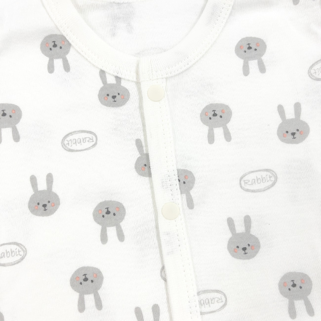 ベビー服 赤ちゃん 服 ベビー ロンパース ボディ ボディスーツ 綿100％ 女の子 うさぎ ウサギ 無地 花柄 前開き 70 80 半袖ロンパース3枚組 |  | 04