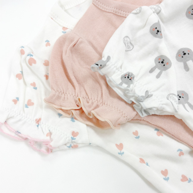 ベビー服 赤ちゃん 服 ベビー ロンパース ボディ ボディスーツ 綿100％ 女の子 うさぎ ウサギ 無地 花柄 前開き 70 80 半袖ロンパース3枚組 |  | 07