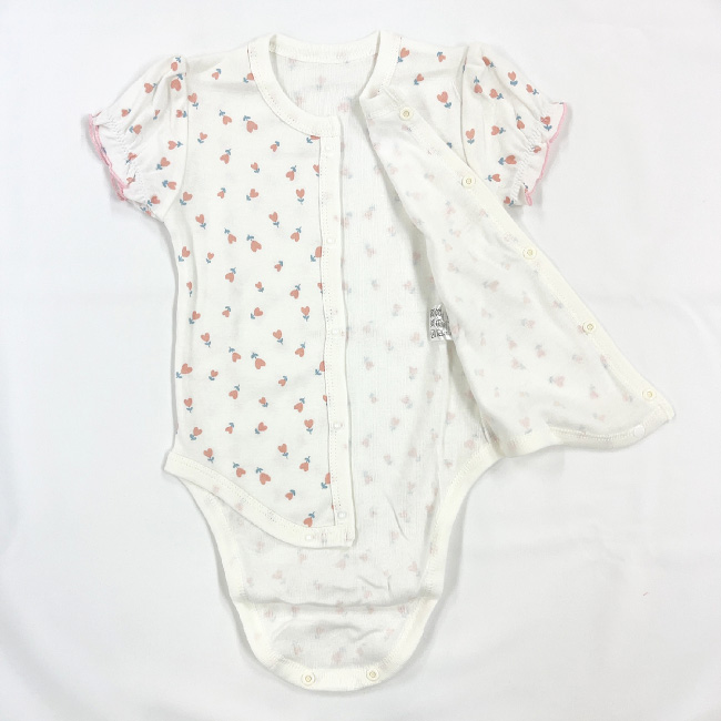 ベビー服 赤ちゃん 服 ベビー ロンパース ボディ ボディスーツ 綿100％ 女の子 うさぎ ウサギ 無地 花柄 前開き 70 80 半袖ロンパース3枚組 |  | 08