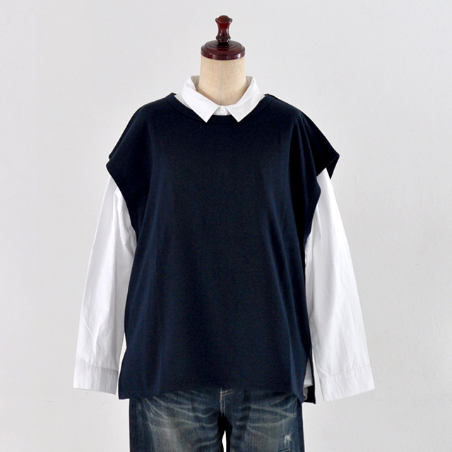 《半額セール》ベスト トップス 大きい 体型カバー トレーナー スウェット レディース ゆったり ミニ裏毛ワイドプルオーバーベスト | ブランド登録なし | 03