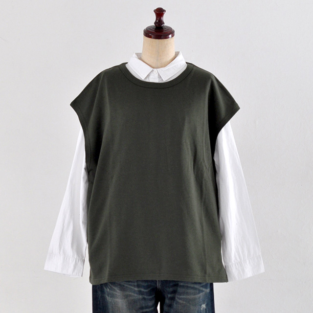 《半額セール》ベスト トップス 大きい 体型カバー トレーナー スウェット レディース ゆったり ミニ裏毛ワイドプルオーバーベスト | ブランド登録なし | 05