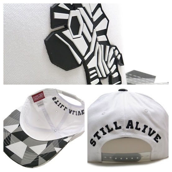 キャップ しまうま？ ホワイト スナップバックキャップ 白 タイル