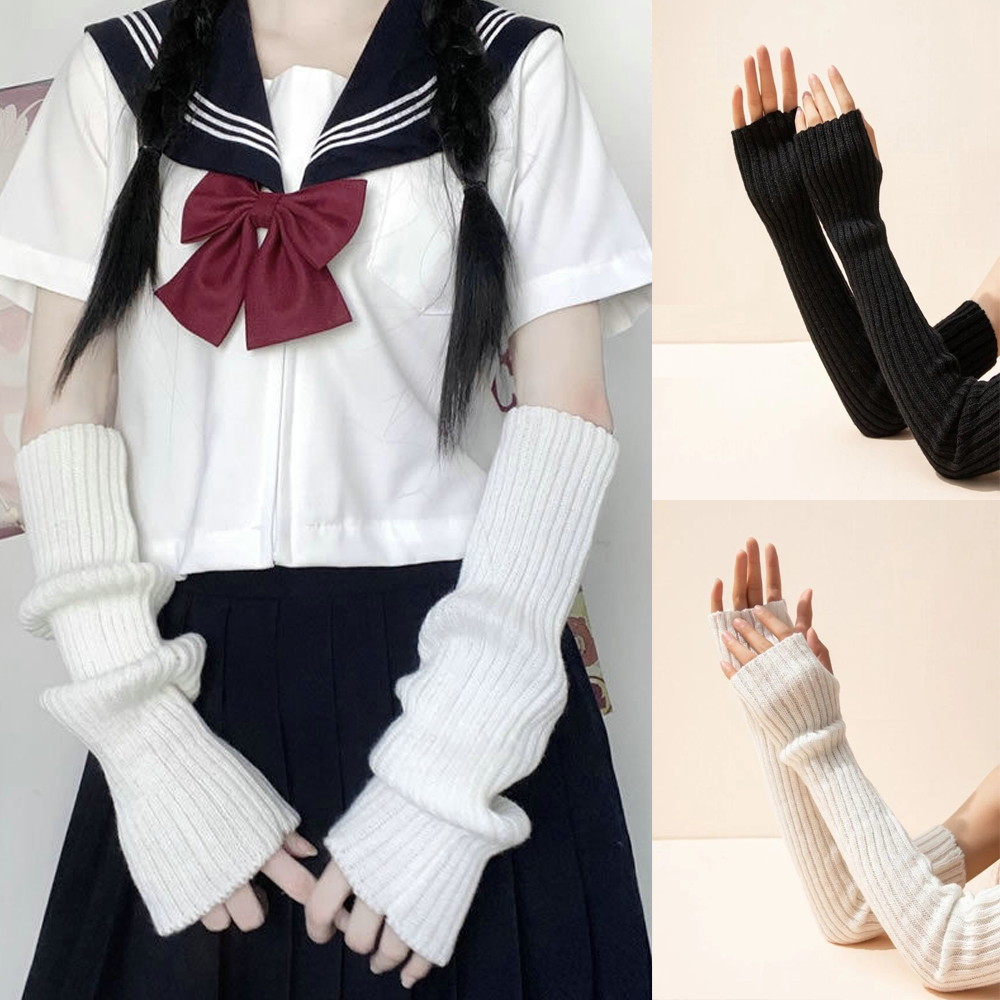 アームカバー フィンガーレス ロング グローブ ニット アーム