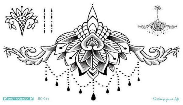 タトゥーシール A 鎖骨 胸 腰 背中 薔薇 スカル ハート リボン 蓮 リアル ワンポイント ボディシール TATOO 入れ墨 刺青 防水 タトゥー ボディアート オマケ付 |  | 11