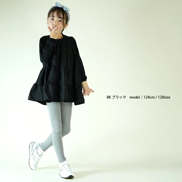 胸元切替チュニック ワンピース 子供 カットソー トップス チュニック 