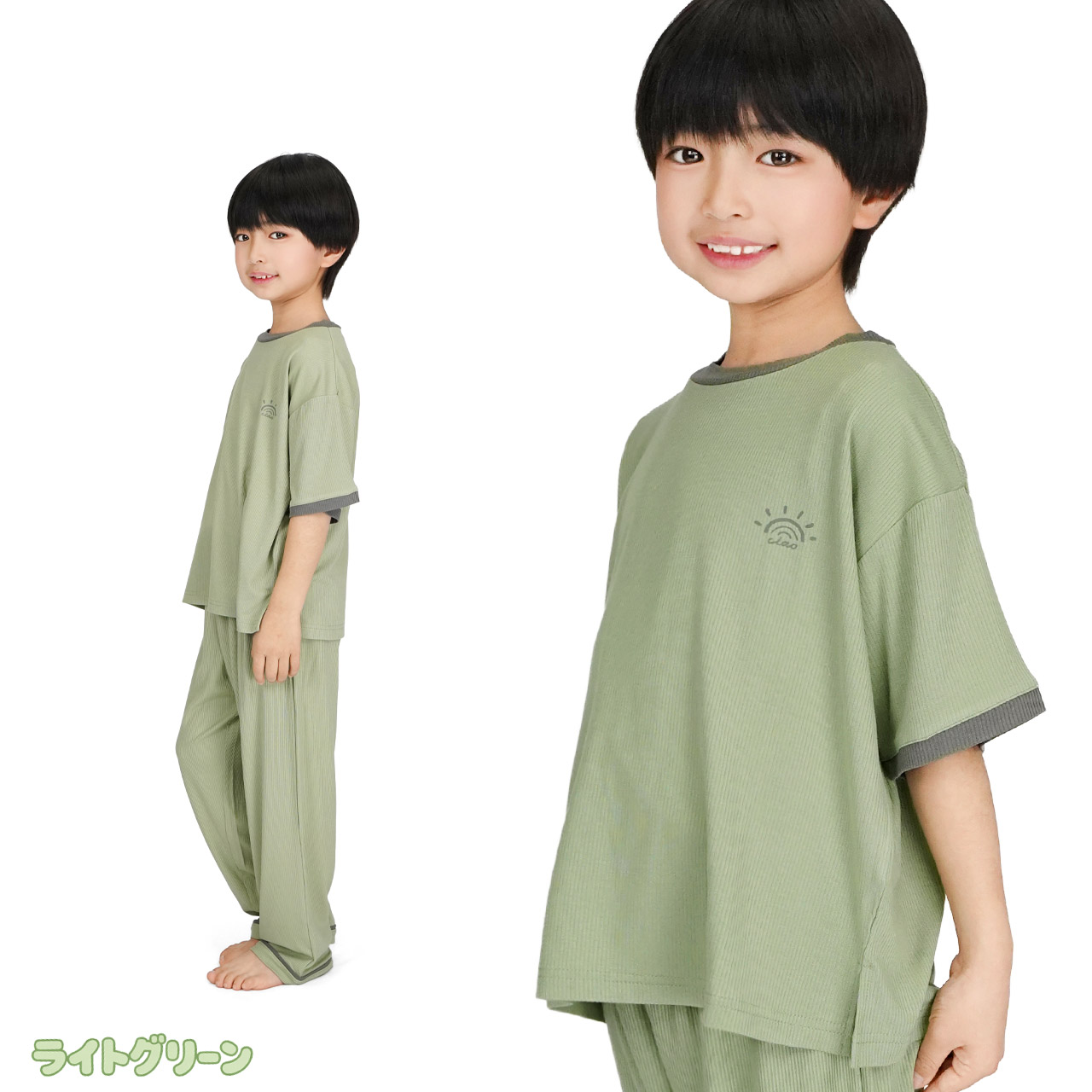 パジャマ キッズ 半袖 長ズボン 子供 男の子 女の子 上下セット 子供