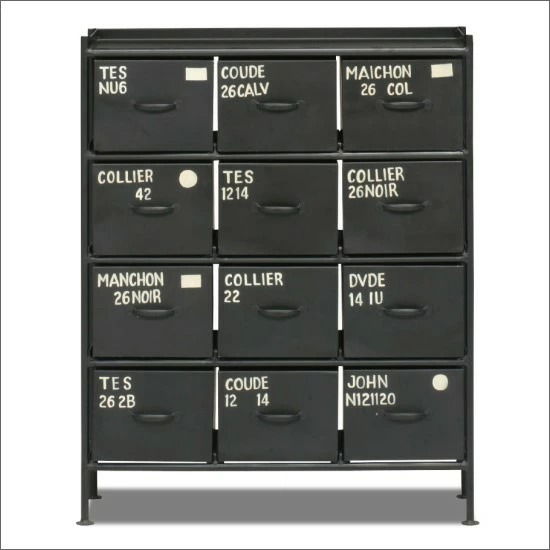 【送料込】スチールチェスト　縦型　12杯　インダストリアル 縦型12杯引出し チェスト おしゃれ 3段 スチール ハンドメイド