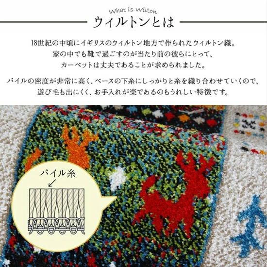 トルコ製 ウィルトン織 ギャッベ柄 C 玄関マット 50×80cm ラグ