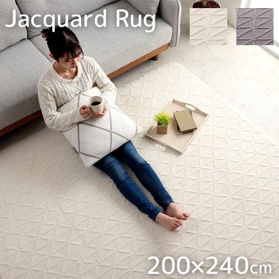 洗える ジャガード織 モダンデザイン ラグ 200×240cm ラグマット 北欧