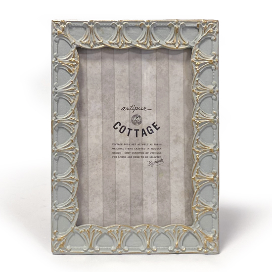 アンティーク フォトフレーム レクト リリー グレー はがきサイズ