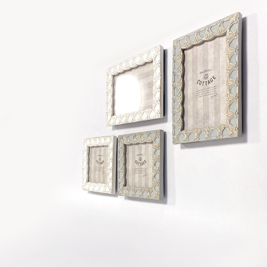 アンティーク フォトフレーム レクト リリー グレー はがきサイズ