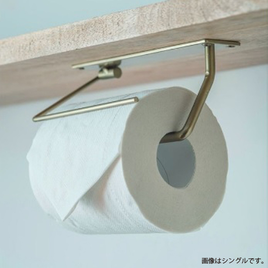 アイアン トイレットペーパーホルダー 2連 ダブル ブラック フラップ