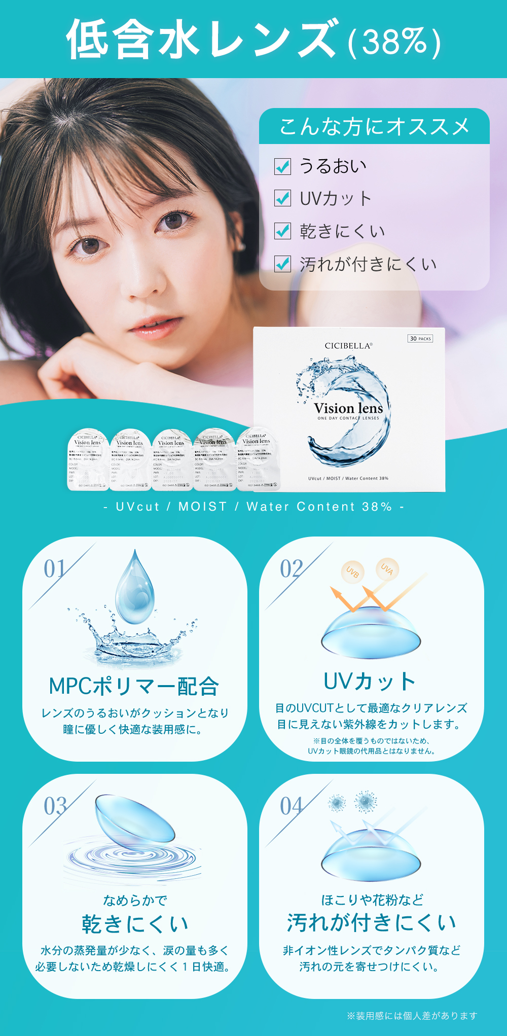 CICIBELLA コンタクトレンズ ワンデー コンタクト 高含水 低含水