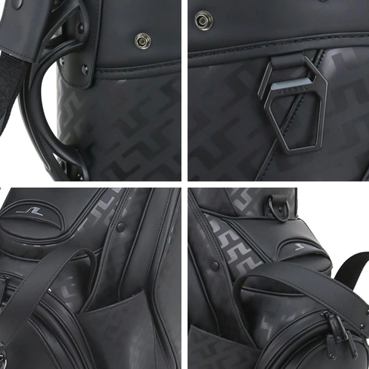 リンドバーグ VESSEL キャディーバック 10型 ブラック/ホワイト J.LINDEBERG（ジェイリンドバーグ） × VESSEL ゴルフ シーズンプリント