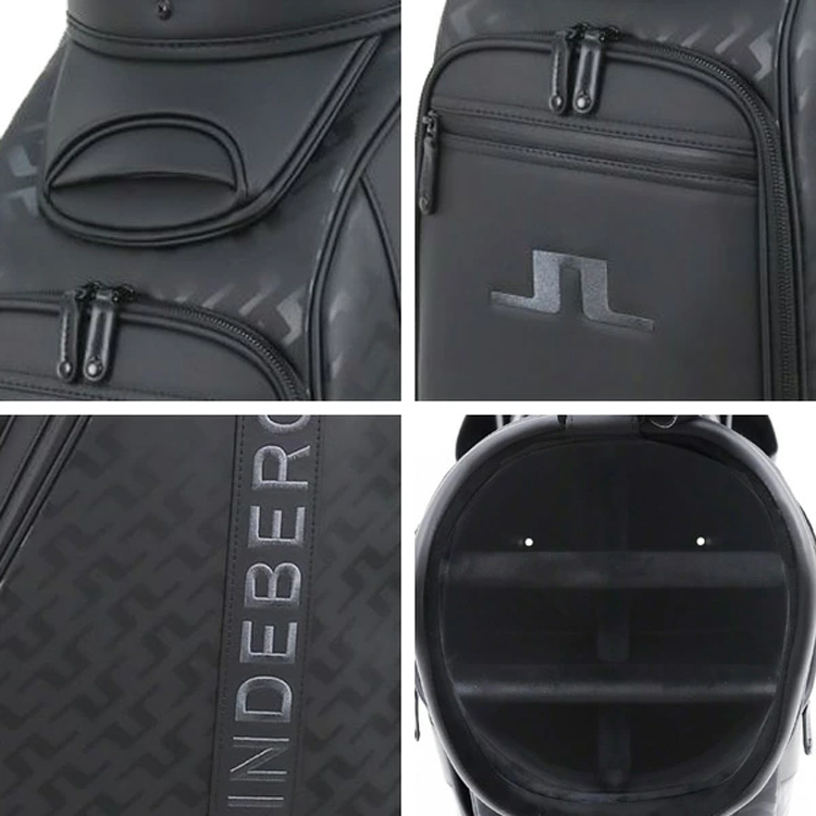 リンドバーグ VESSEL キャディーバック 10型 ブラック/ホワイト J.LINDEBERG（ジェイリンドバーグ） × VESSEL ゴルフ シーズンプリント