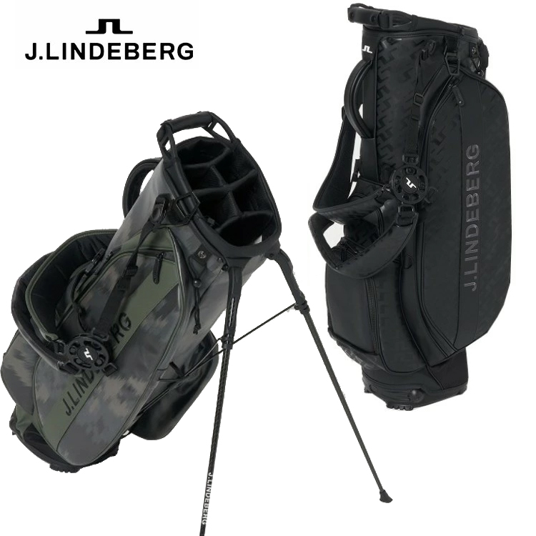 最終値下げ‼️J.LINDEBERG ベゼルコラボ　ゴルフバッグ・キャディバッグ J.LINDEBERG - VESSELコラボ キャディバッグ | ネイビー×レッド | ユニ