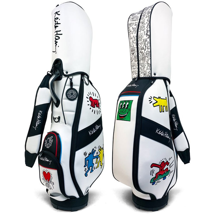 キースヘリング キャディバッグ Holding Heart × Dancing Keith Haring（キース ヘリング） ゴルフ カート キャディバッグ