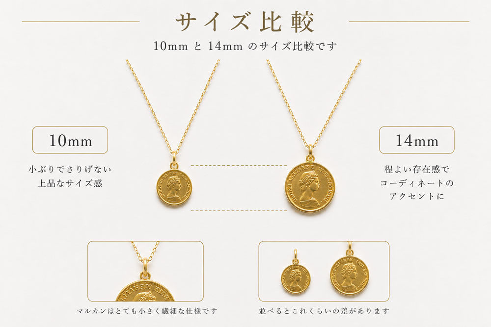 あすつく コインネックレス レディース 18金 K18 エリザベス コイン