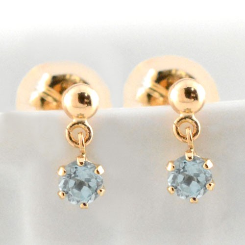 【Cotalatte】アクアマリン ピアス スタッド 18K ゴールド 一粒 Cotalatte】アクアマリン ピアス スタッド 18K ゴールド 一粒