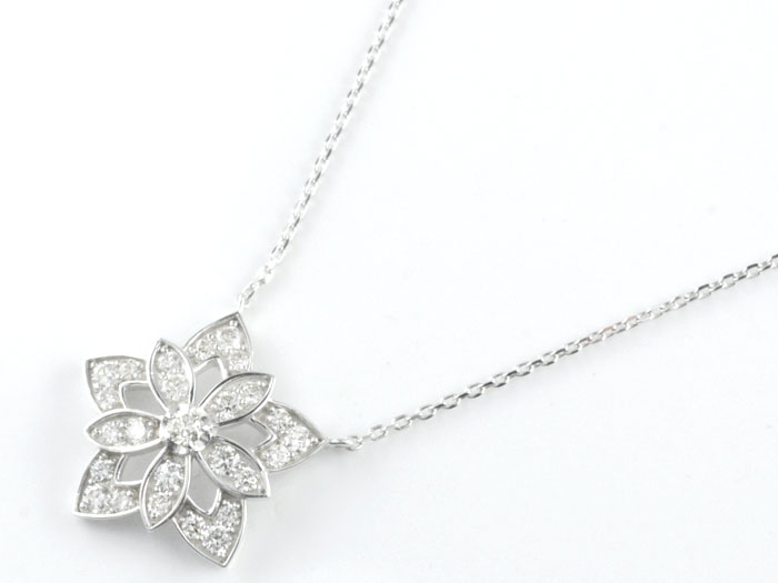 レディース　花　フラワー　ネックレス　プラチナ　ダイヤ　ホワイト　シルバー レディース ネックレス プラチナ ダイヤネックレス 花形 ダイヤモンド