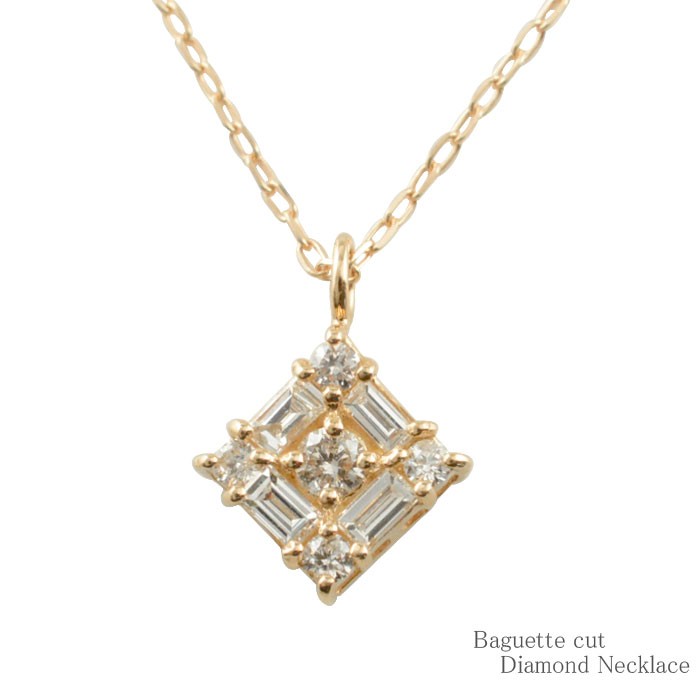 ダイヤモンド ネックレス レディース バケットカット 18金 ピンク