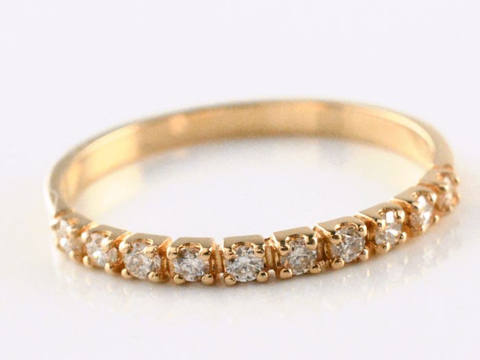 即納&大特価】 ピンクゴールドk18 k18 ハーフエタニティ リング