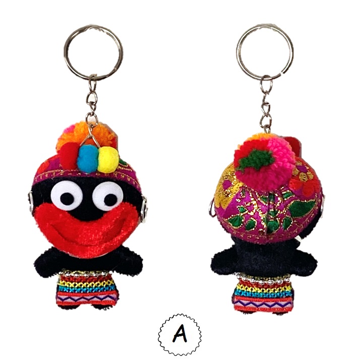 モン族キーホルダー ハンドメイド アジアン エスニック ぬいぐるみ