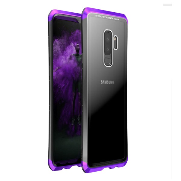 Galaxy S9ケース 背面強化ガラス+アルミニウムバンパー 耐衝撃