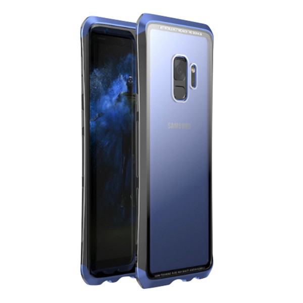 Galaxy S9ケース 背面強化ガラス+アルミニウムバンパー 耐衝撃