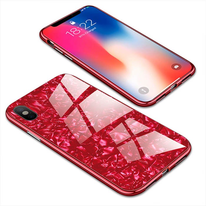 iPhone ケース iPhoneXS Max 360度 フルカバー 背面ガラス クリスタル