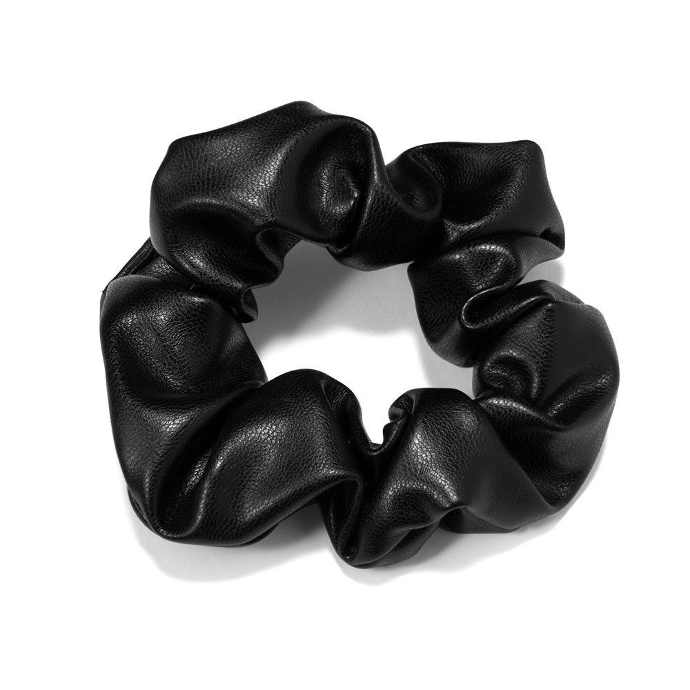 ヘアアクセサリー シュシュ レザー ボリューム 大ぶり ブラック 黒