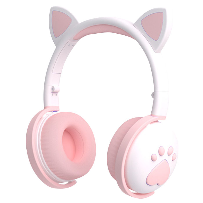 Bluetooth ヘッドホン イヤホン 子供用 イヤーパッド 有線 猫耳 ライト付き Bluetooth5.0 折りたたみ ヘッドフォン かわいい  可愛い