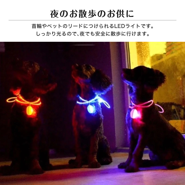 LEDライト ペット 犬 お散歩ライト カラー 夜間 LED ライト 猫 夜 散歩 
